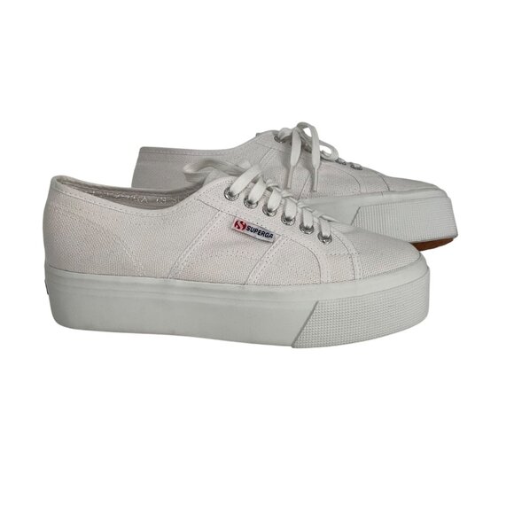 Superga White Linea Up And Down Platform Sneakers US W 10.5 M 9 canvas Classic - Picture 7 of 16